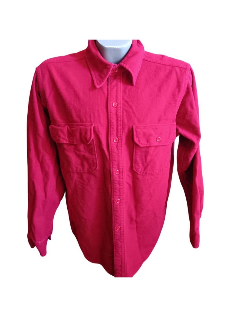 Vintage 1970's Flannel Hiking Shirt LArge Holubar Boulder Colorado USA Red Thick